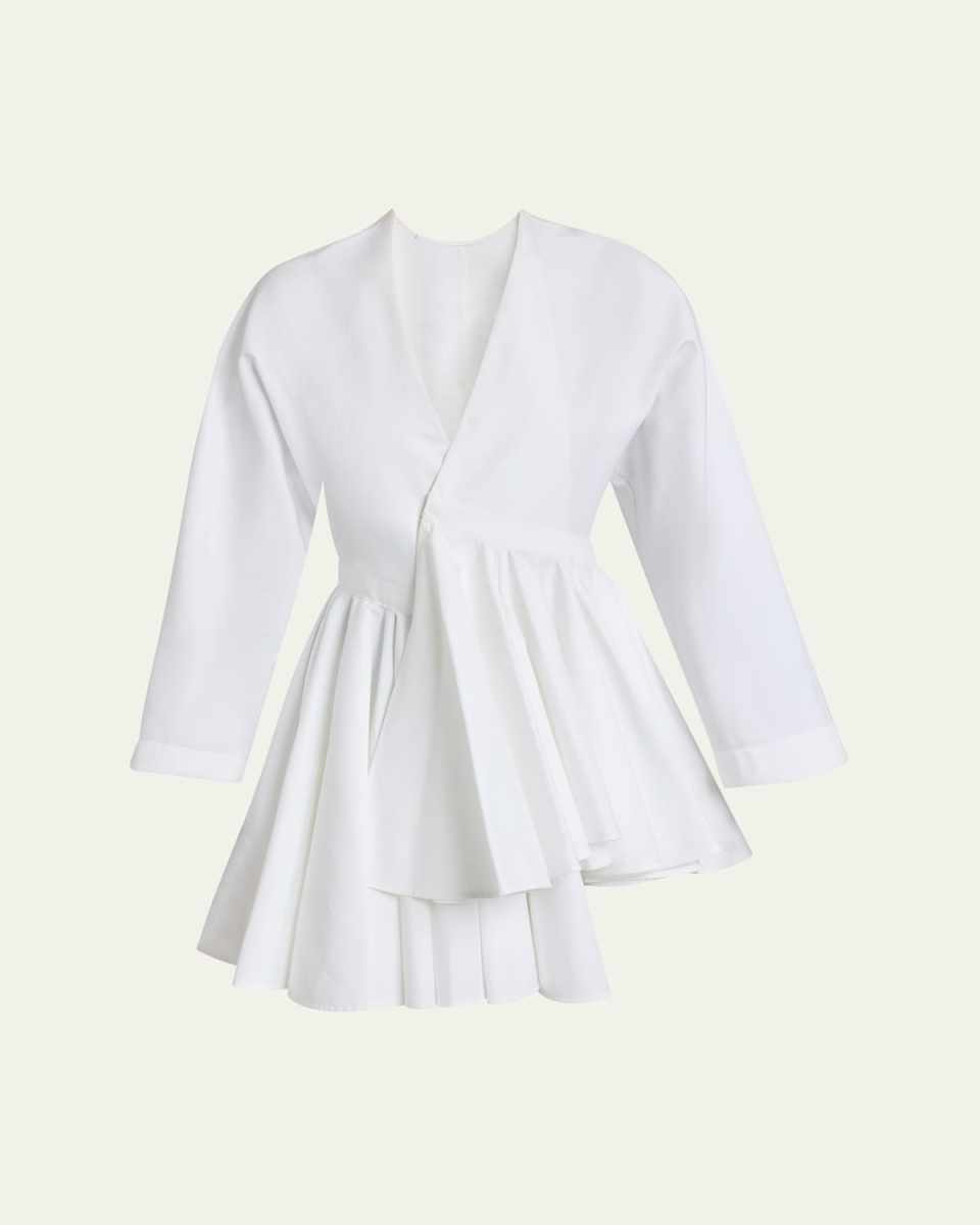 V-Neck Asymmetric Mini Shirtdress